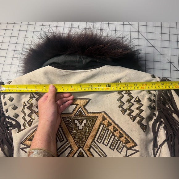 Double D Ranch Thunderbird Dance Jacket 2XL leather suede fur collar Plus size - Picture 12 of 17